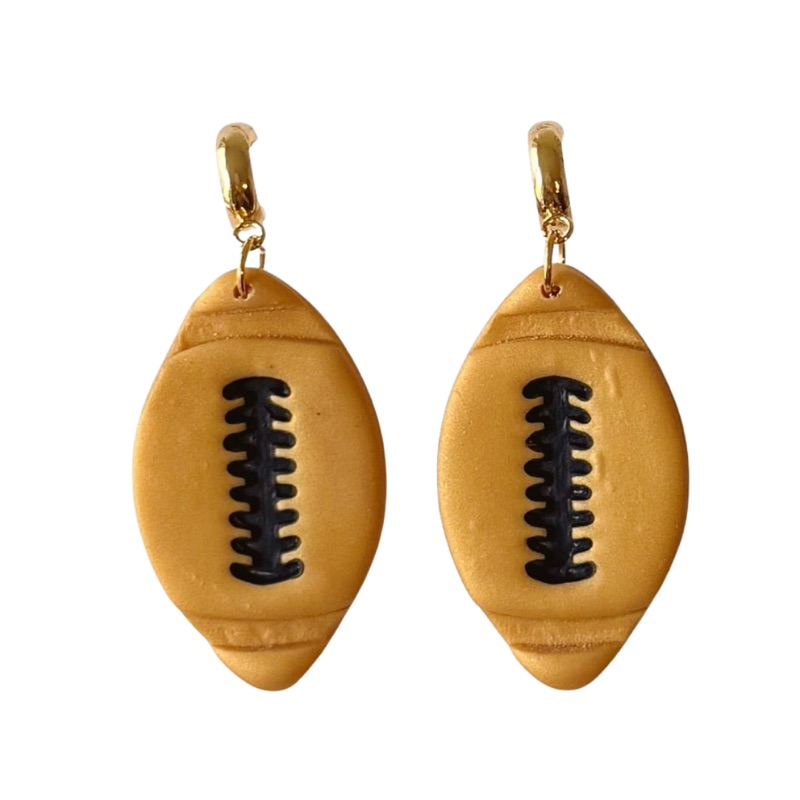 Sweet Tree Football Huggies, handcrafted polymer clay earrings