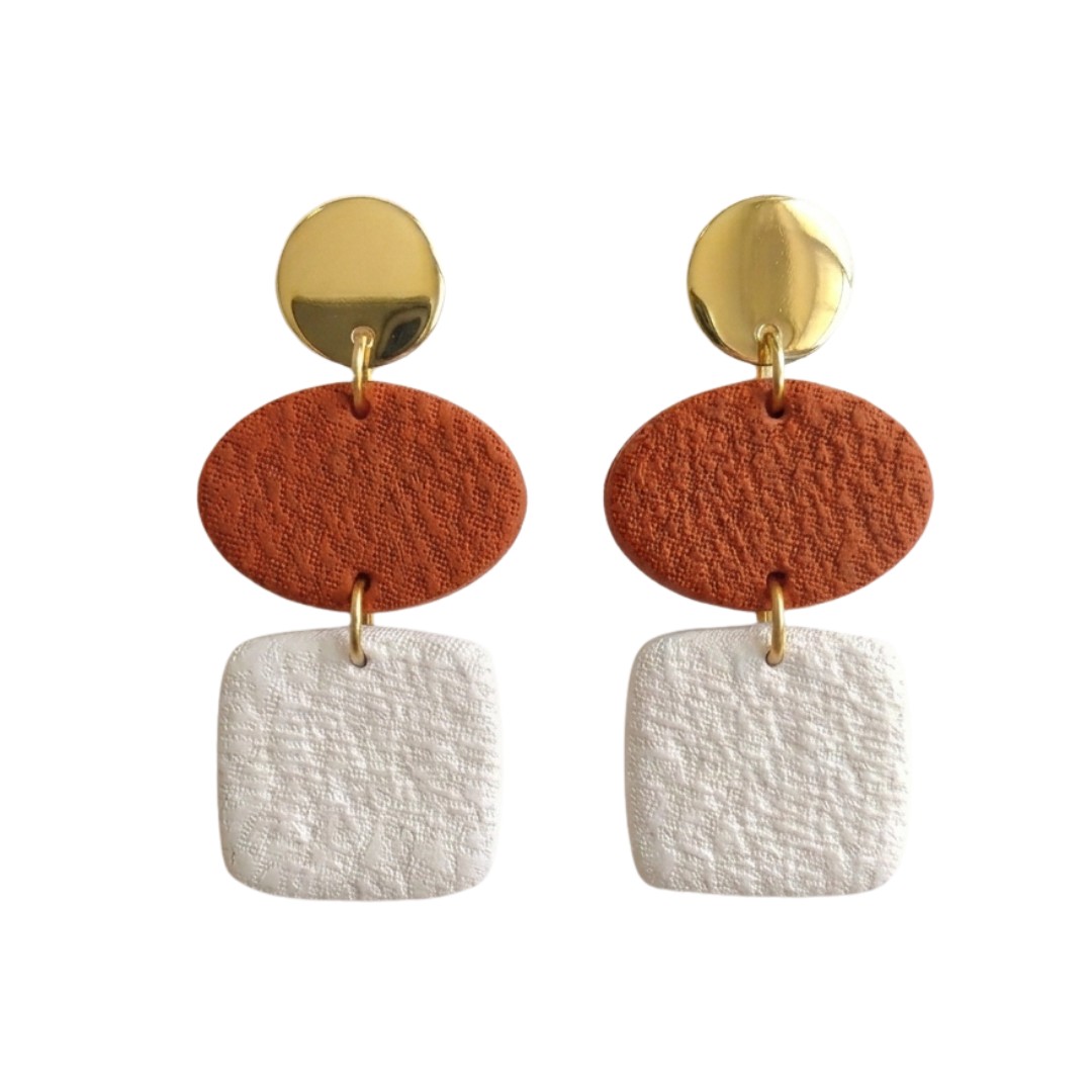 Sweet Tree Burnt Orange & White game day earrings