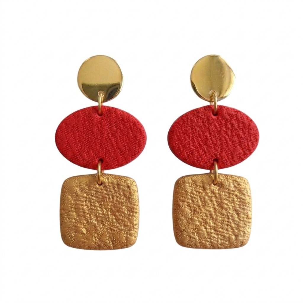 Sweet Tree Red & Gold game day earrings