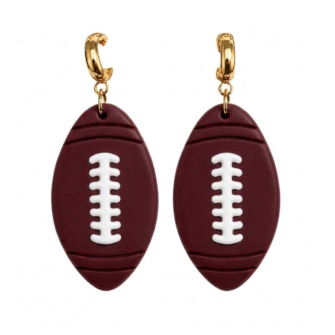 Sweet Tree Football Huggies, handcrafted polymer clay earrings