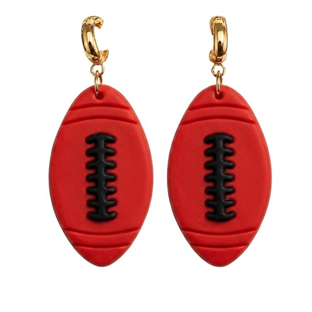 Sweet Tree Football Huggies, handcrafted polymer clay earrings