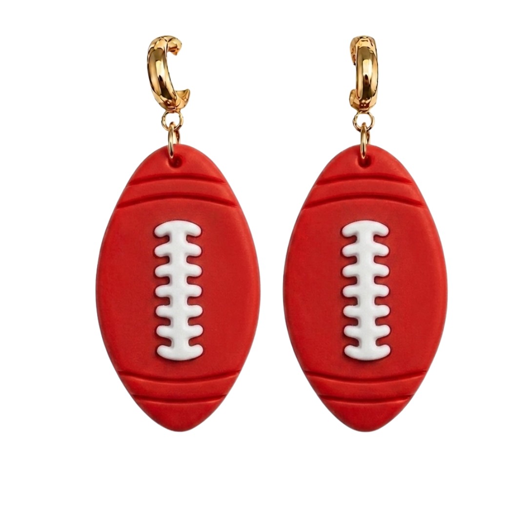 Sweet Tree Football Huggies, handcrafted polymer clay earrings