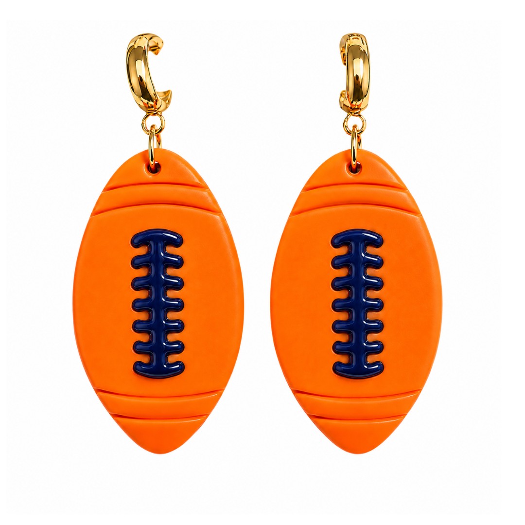 Sweet Tree Football Huggies, handcrafted polymer clay earrings