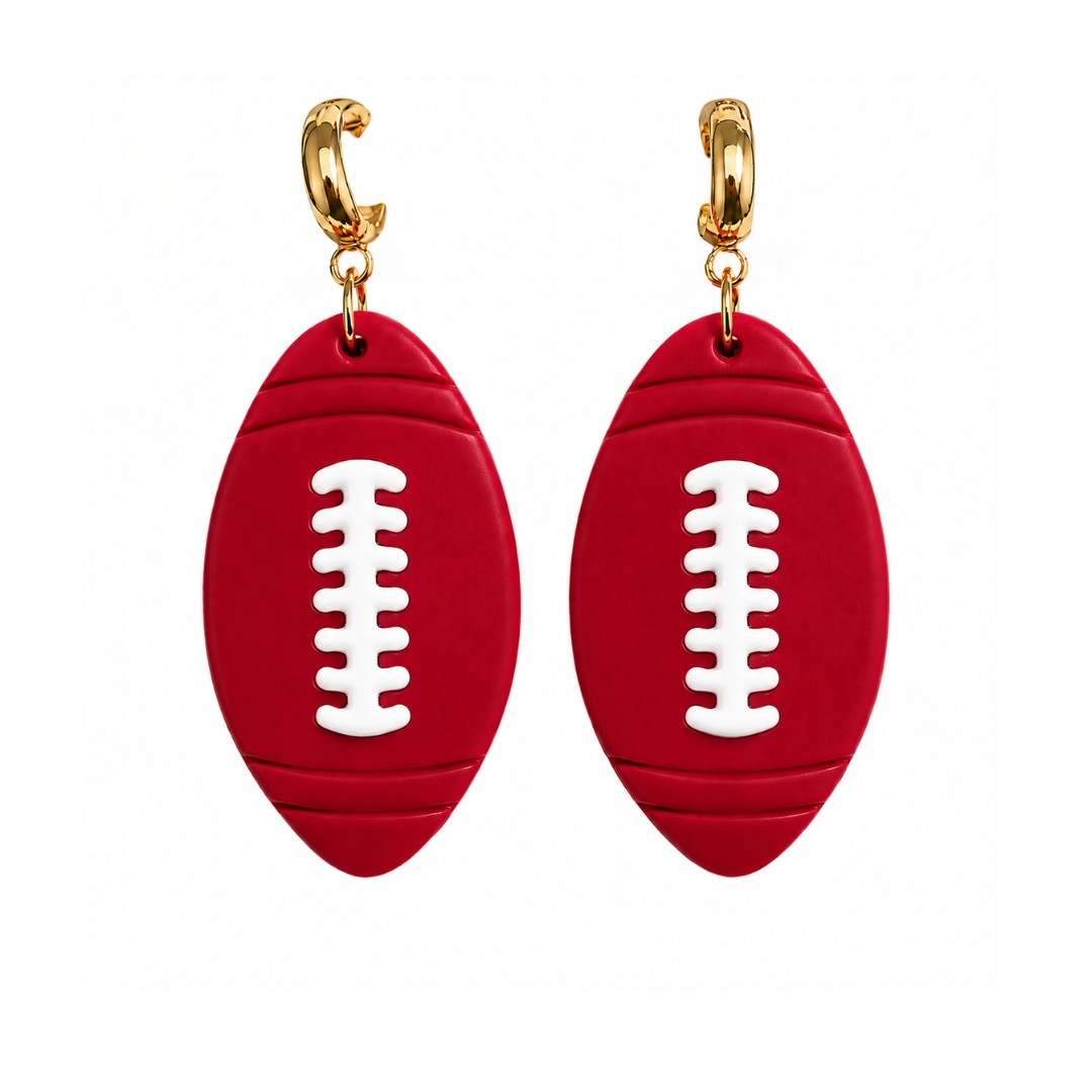 Sweet Tree Football Huggies, handcrafted polymer clay earrings