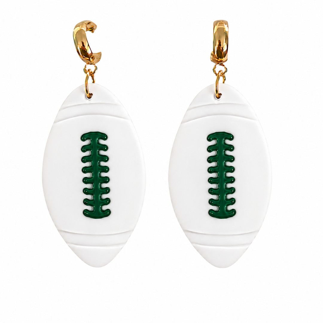 Sweet Tree Football Huggies, handcrafted polymer clay earrings