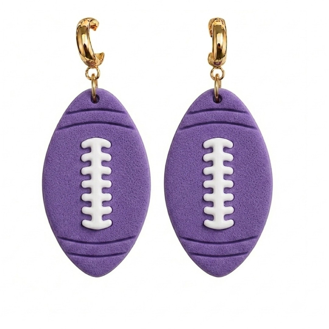 Sweet Tree Football Huggies, handcrafted polymer clay earrings