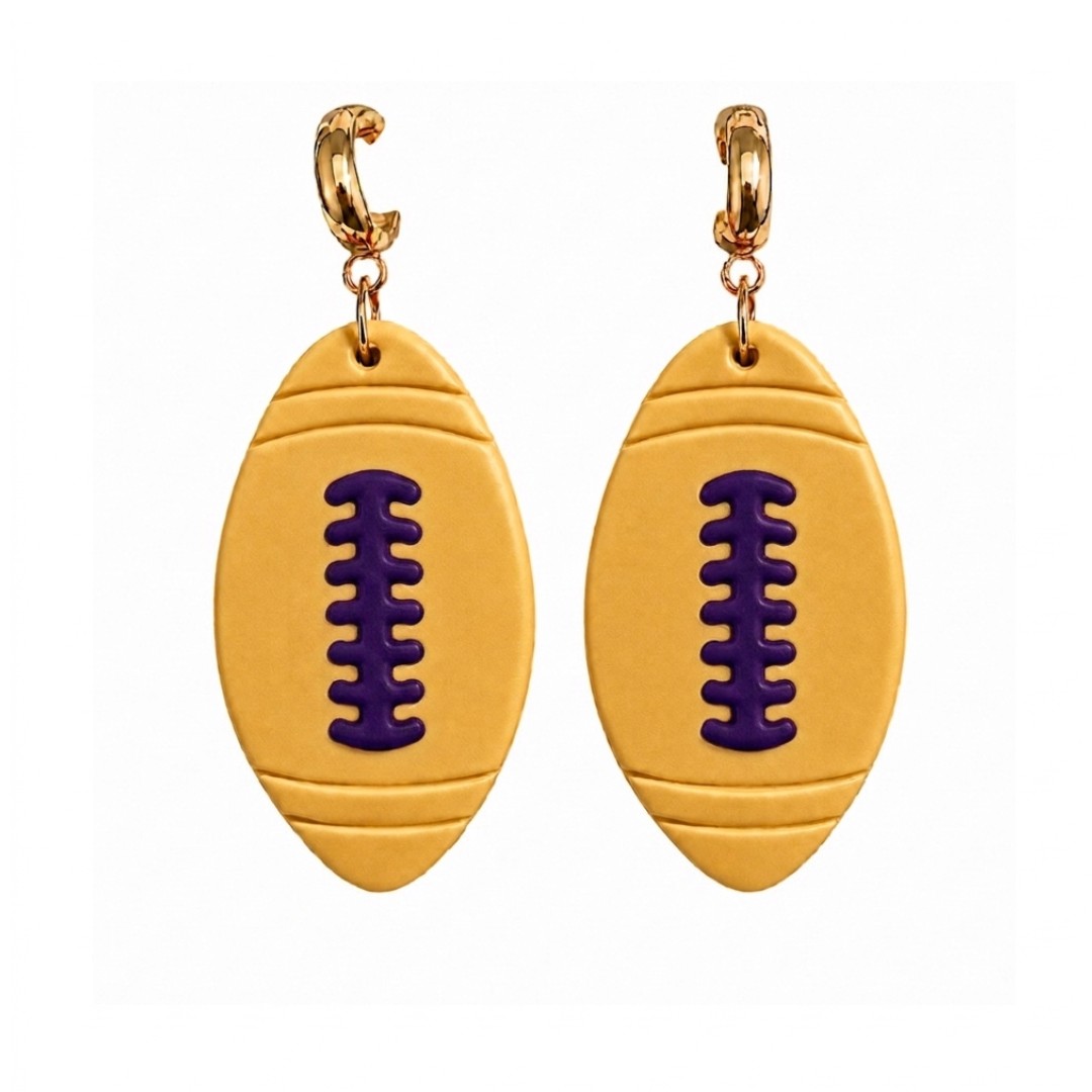 Sweet Tree Football Huggies, handcrafted polymer clay earrings