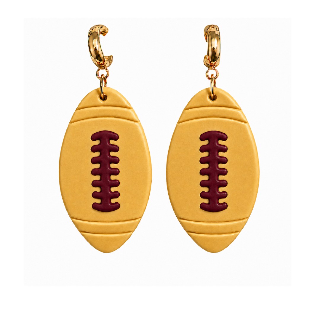 Sweet Tree Football Huggies, handcrafted polymer clay earrings