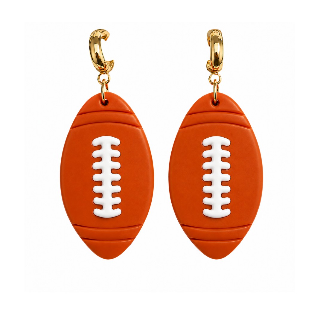 Sweet Tree Football Huggies, handcrafted polymer clay earrings