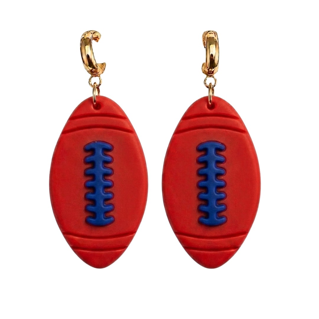 Sweet Tree Football Huggies, handcrafted polymer clay earrings