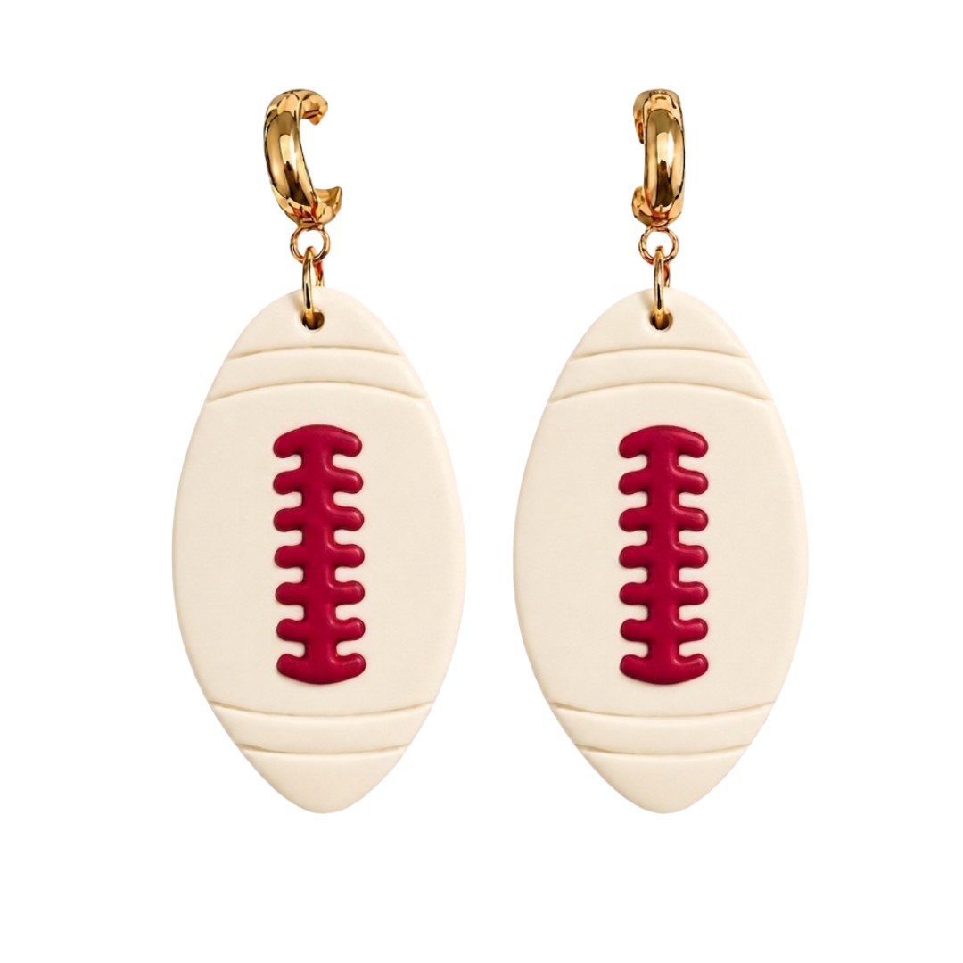 Sweet Tree Football Huggies, handcrafted polymer clay earrings