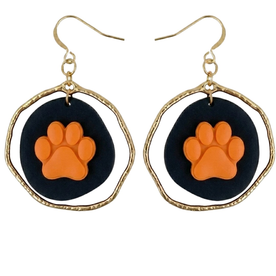 Sweet Tree Paw Print Earring Set, handcrafted polymer clay earrings