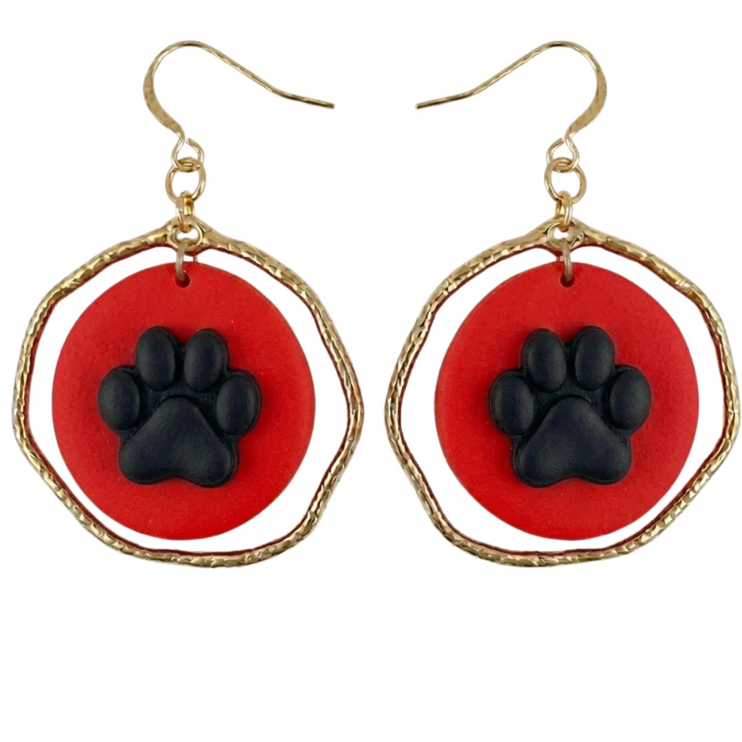 Sweet Tree Paw Print Earring Set, handcrafted polymer clay earrings