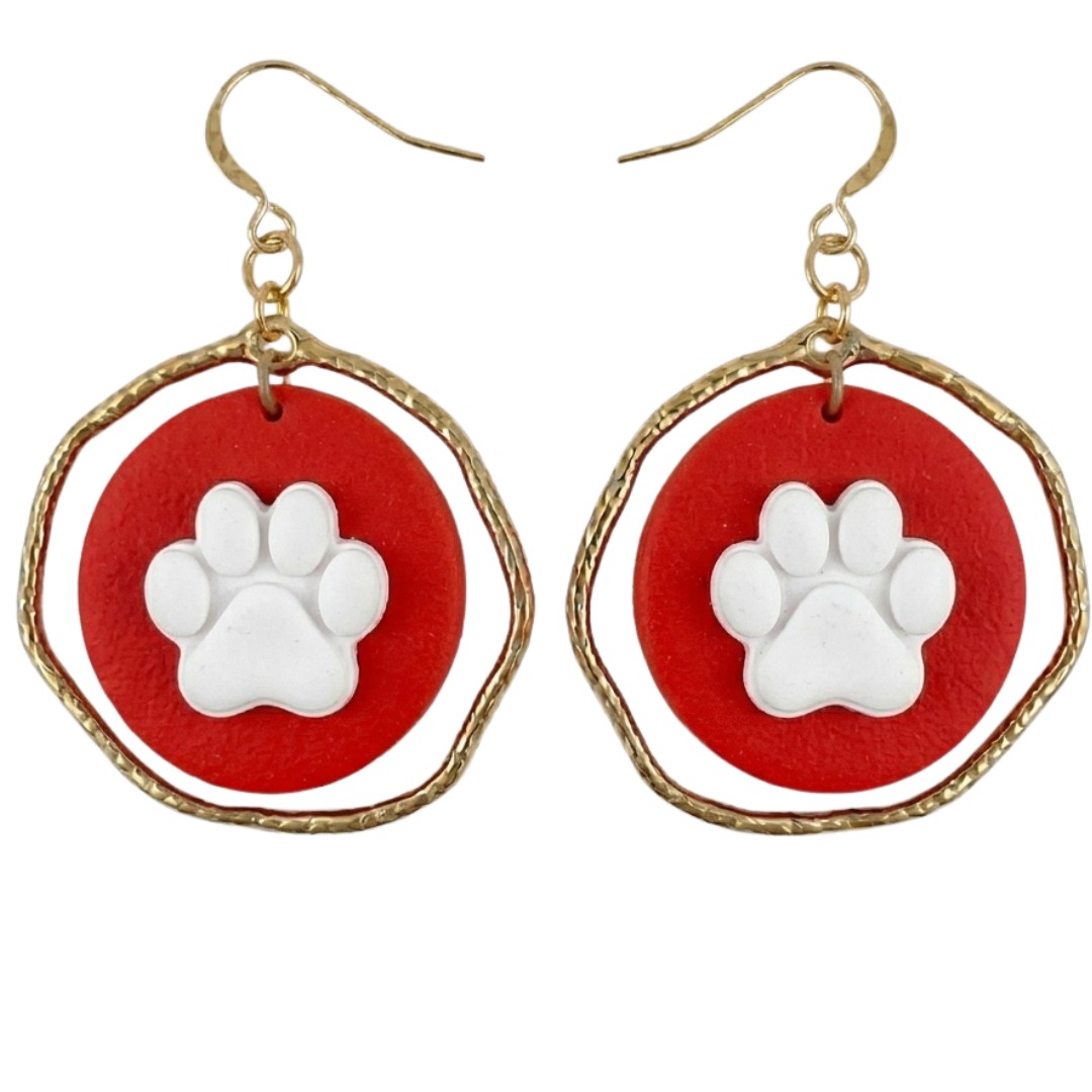 Sweet Tree Paw Print Earring Set, handcrafted polymer clay earrings