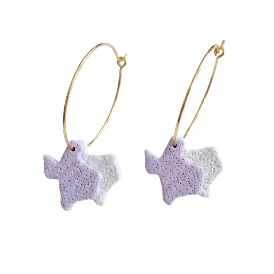 Sweet Tree TX State Hoops, handcrafted polymer clay earrings