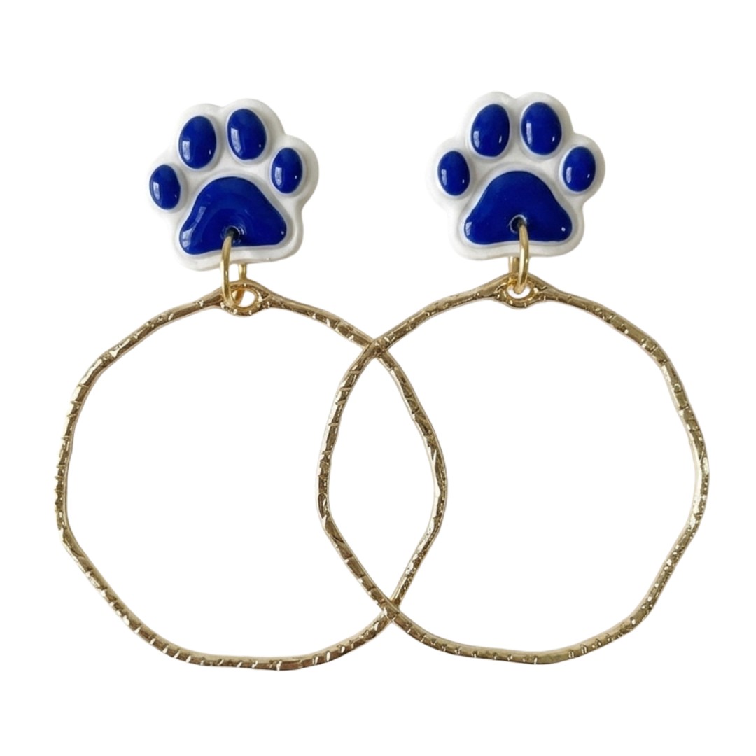 Sweet Tree Paw Print Stud Hoops, handcrafted polymer clay earrings