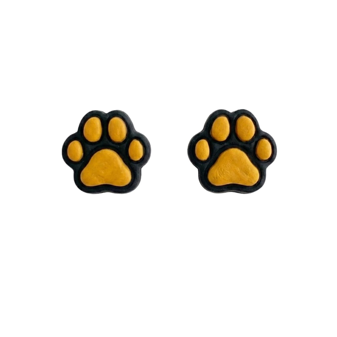 Sweet Tree Paw Print Studs, handcrafted polymer clay earrings