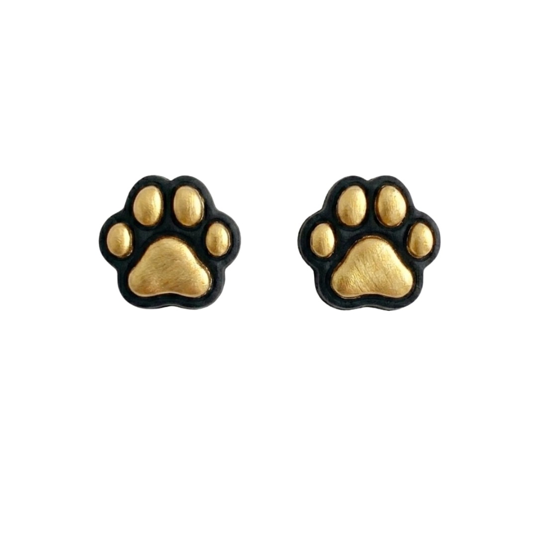Sweet Tree Paw Print Studs, handcrafted polymer clay earrings