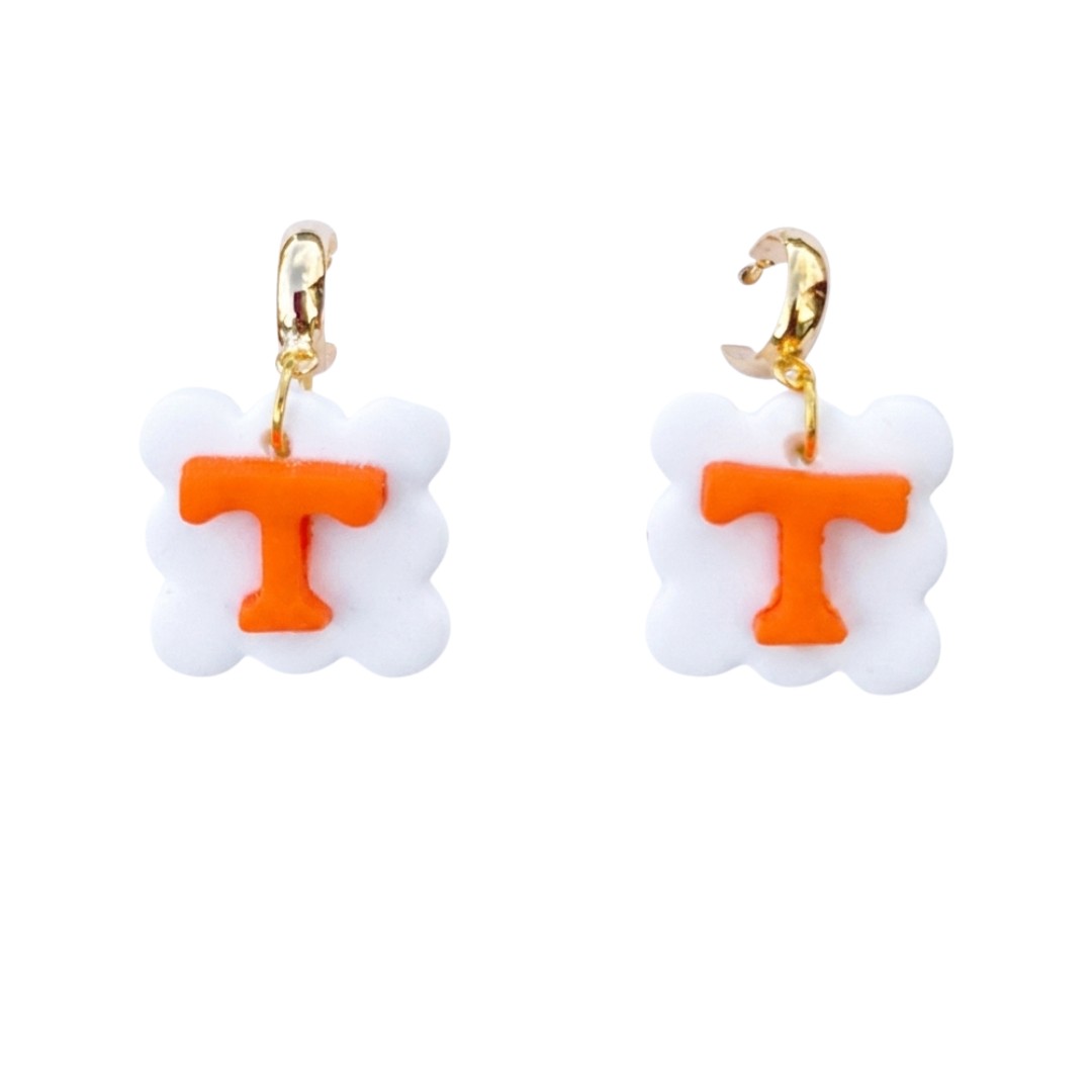 Sweet Tree Scalloped Power T, handcrafted polymer clay earrings
